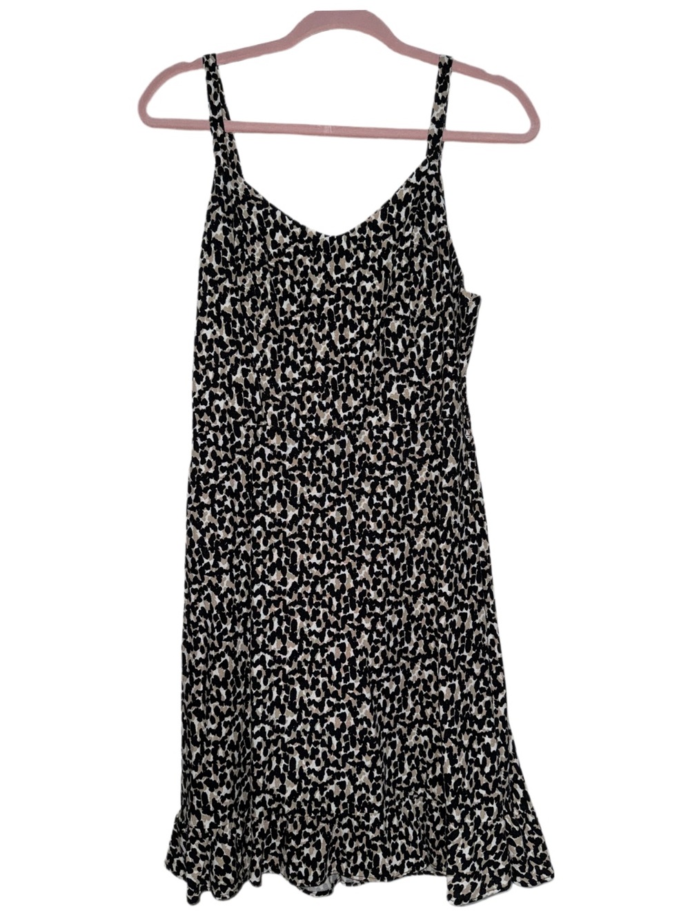 Old Navy Black and Cream Animal Print Slip Midi Cami Dress Size Medium